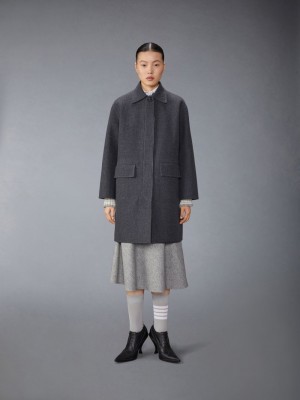 Thom Browne Bal Collar With Detachable Collar in Double Face Melton Solid レディース コート グレー | XGF13H06440