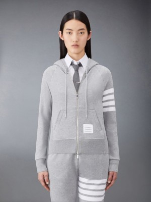 Thom Browne Classic Loopback Full Zip レディース パーカー グレー | IJE25V21459