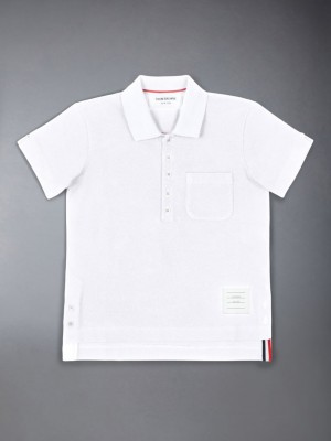 Thom Browne Classic Pique ボーイ ポロシャツ 白 | TJG09U86399