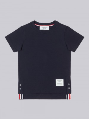 Thom Browne Cotton Jersey Short Sleeve ボーイ Tシャツ ネイビー | NKX75A25903
