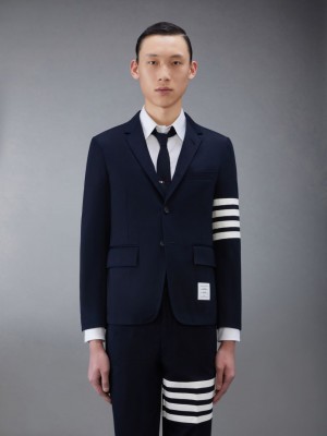 Thom Browne Cotton Twill 4-Bar Unconstructed Classic Sport メンズ コート 青 | WSA31A06644