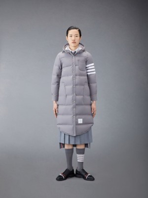 Thom Browne Downfilled Ripstop 4-Bar Hooded Shirtdress レディース コート グレー | PEL06U02767