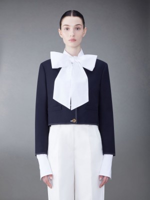 Thom Browne Fresco Box Pleat Cardigan レディース ジャケット 青 | LXS76K06056