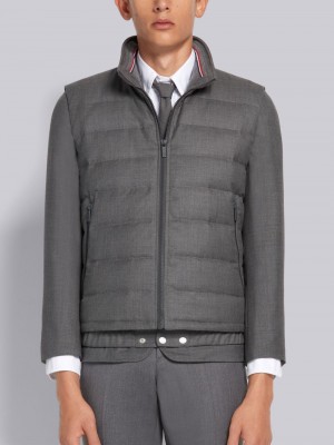 Thom Browne Medium Down Filled Super 120s Twill Ski メンズ ベスト グレー | ZJJ80U06842
