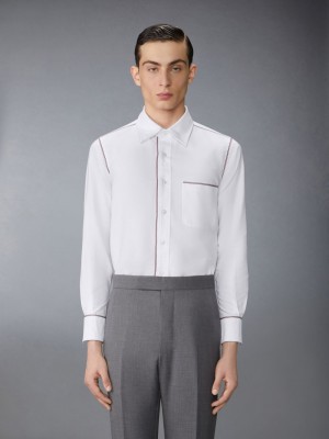 Thom Browne Oxford Grosgrain Framing メンズ シャツ 白 | TQB65B88106