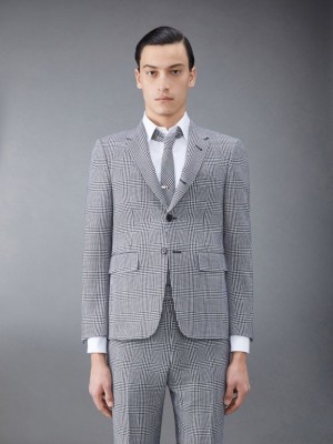 Thom Browne Prince Of Wales Heavy Wool Classic Sport メンズ コート 黒 | AIW77F20860