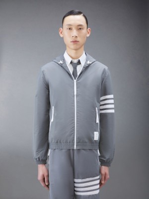 Thom Browne Ripstop Mesh 4-Bar Hooded メンズ ジャケット グレー | ENT13V23196
