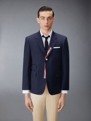 Thom Browne Typewriter Cloth Grosgrain Placket Sport メンズ コート 青 | HEQ95B35558