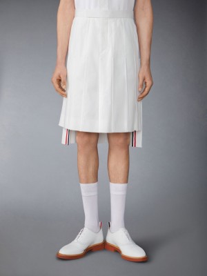 Thom Browne Typewriter Self Tipping Midi Classic Pleated メンズ スカート 白 | TTB92V71367