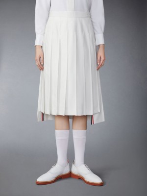 Thom Browne Typewriter Self Tipping Midi Pleated レディース スカート 白 | UDE17R90615