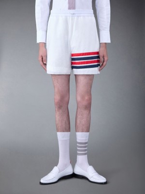 Thom Browne Ultralight Ripstop 4-Bar Mid Thigh メンズ ショートパンツ 白 | LMX29P71807