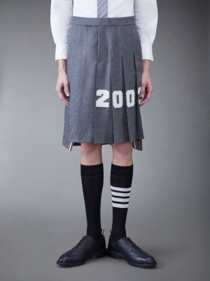 Thom Browne WOOL FLANNEL 2003 CLASSIC BACKSTRAP PLEATED メンズ スカート グレー | BEB05X66118