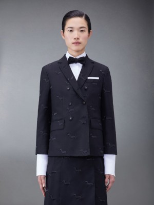 Thom Browne Wool Classic Hector Sport レディース コート 黒 | RHL42K86536