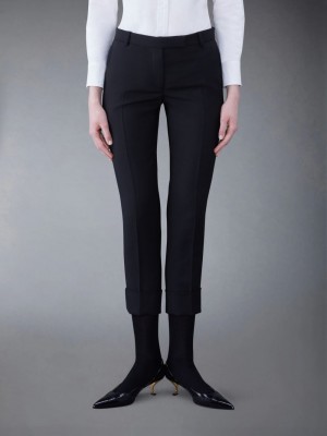 Thom Browne Wool Low Rise Cigarette レディース パンツ 黒 | PSN69I34808