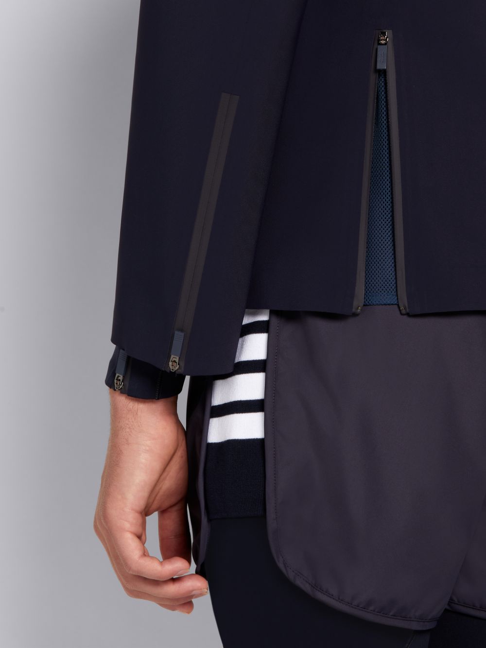 Thom Browne 4-Bar Stripe Hooded Compression Sport メンズ ジャケット ネイビー | LZL86P25190