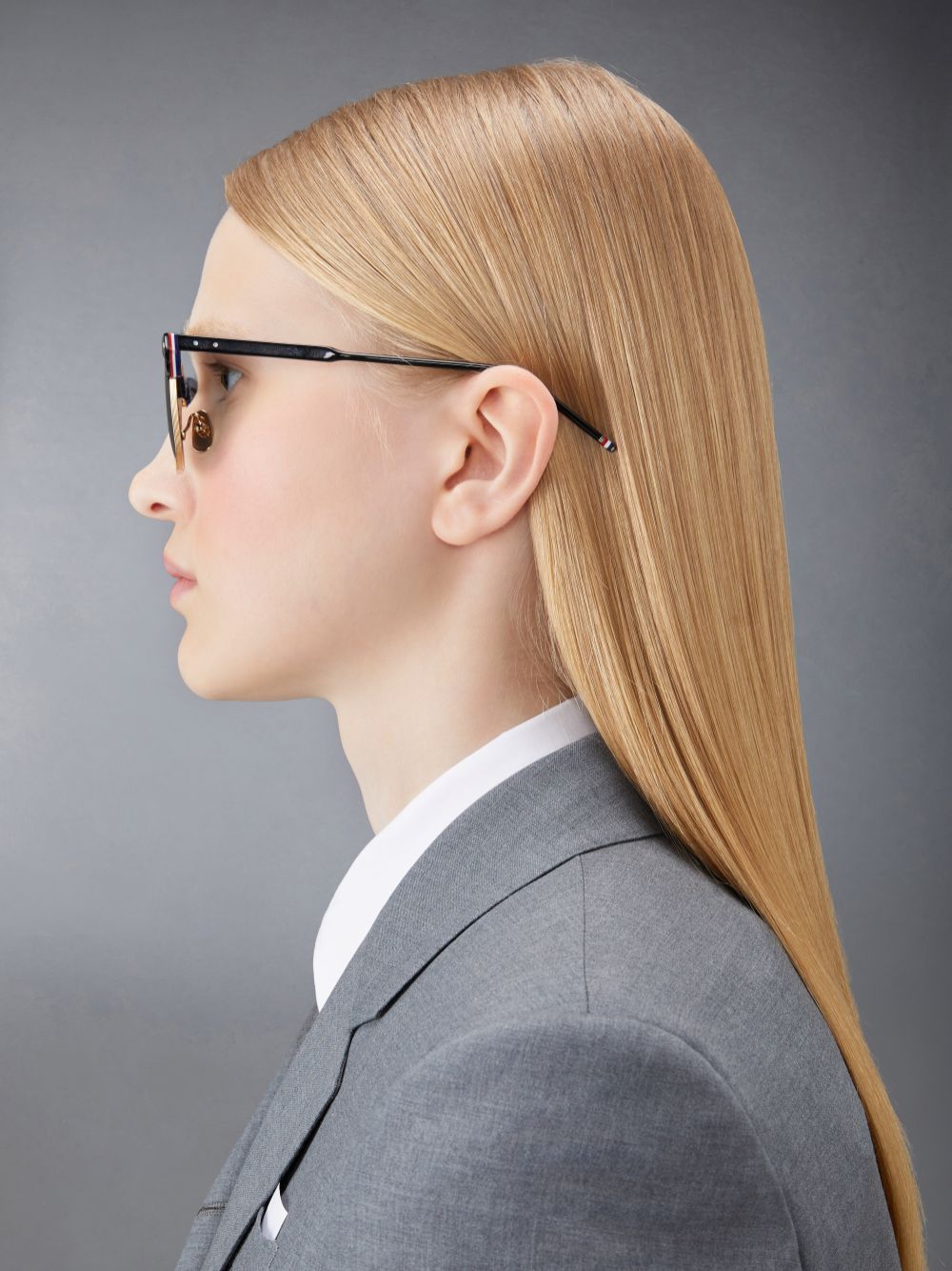 Thom Browne Acetate And Titanium Rectangular レディース サングラス 黒 | NWI95X87387