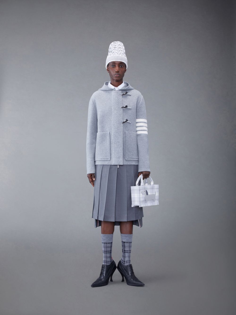 Thom Browne Boiled Wool 4-Bar Hooded Duffle レディース ジャケット グレー | QNW51T64781