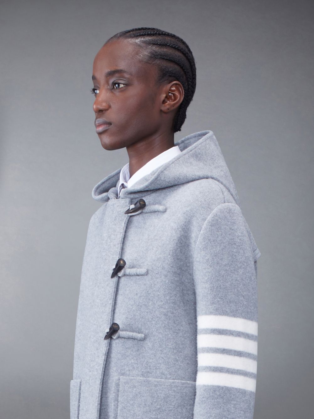 Thom Browne Boiled Wool 4-Bar Hooded Duffle レディース ジャケット グレー | QNW51T64781