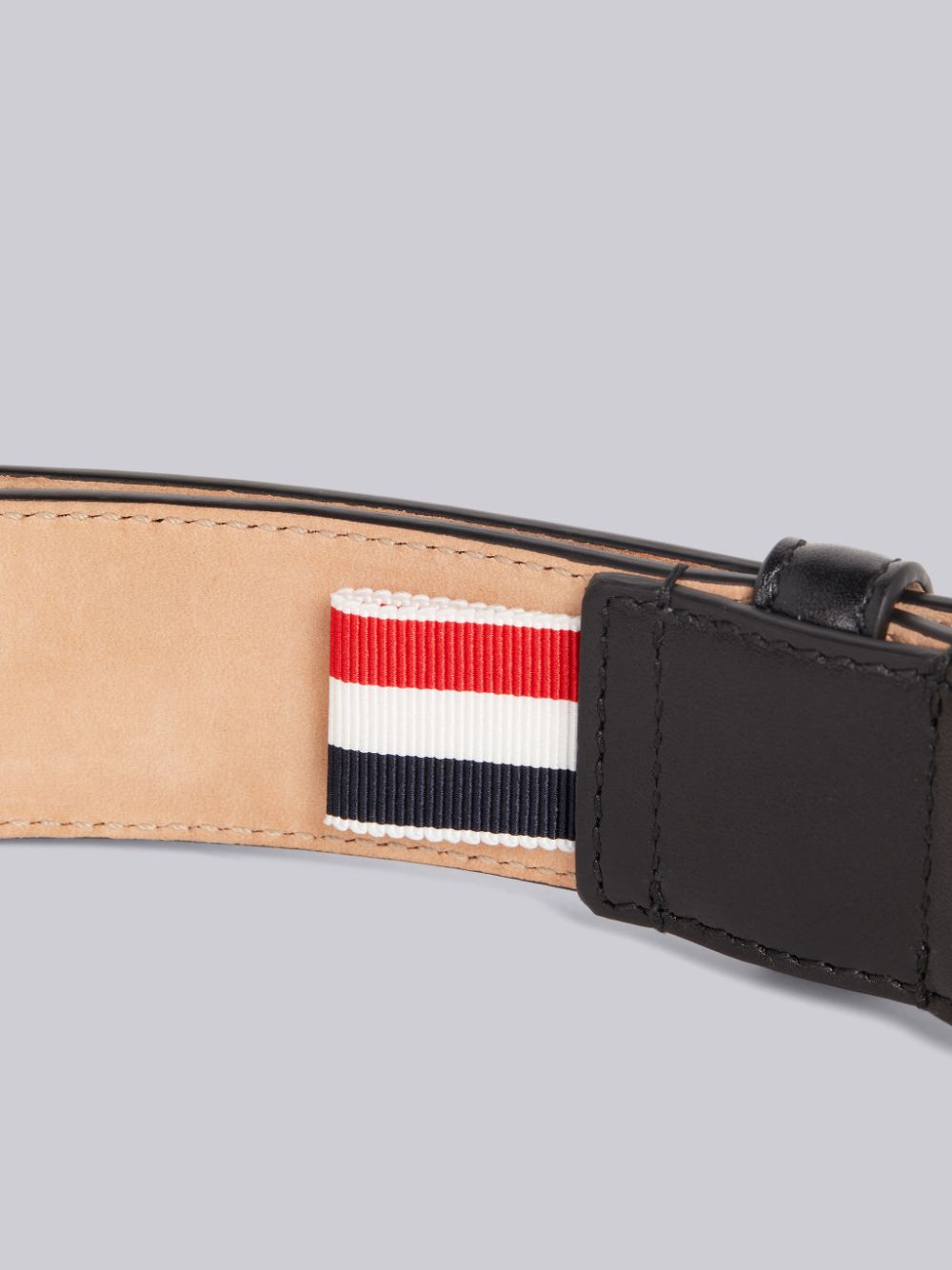 Thom Browne Box Calf Enamel Stripe Corner Classic メンズ ベルト 黒 | PYK35C99736