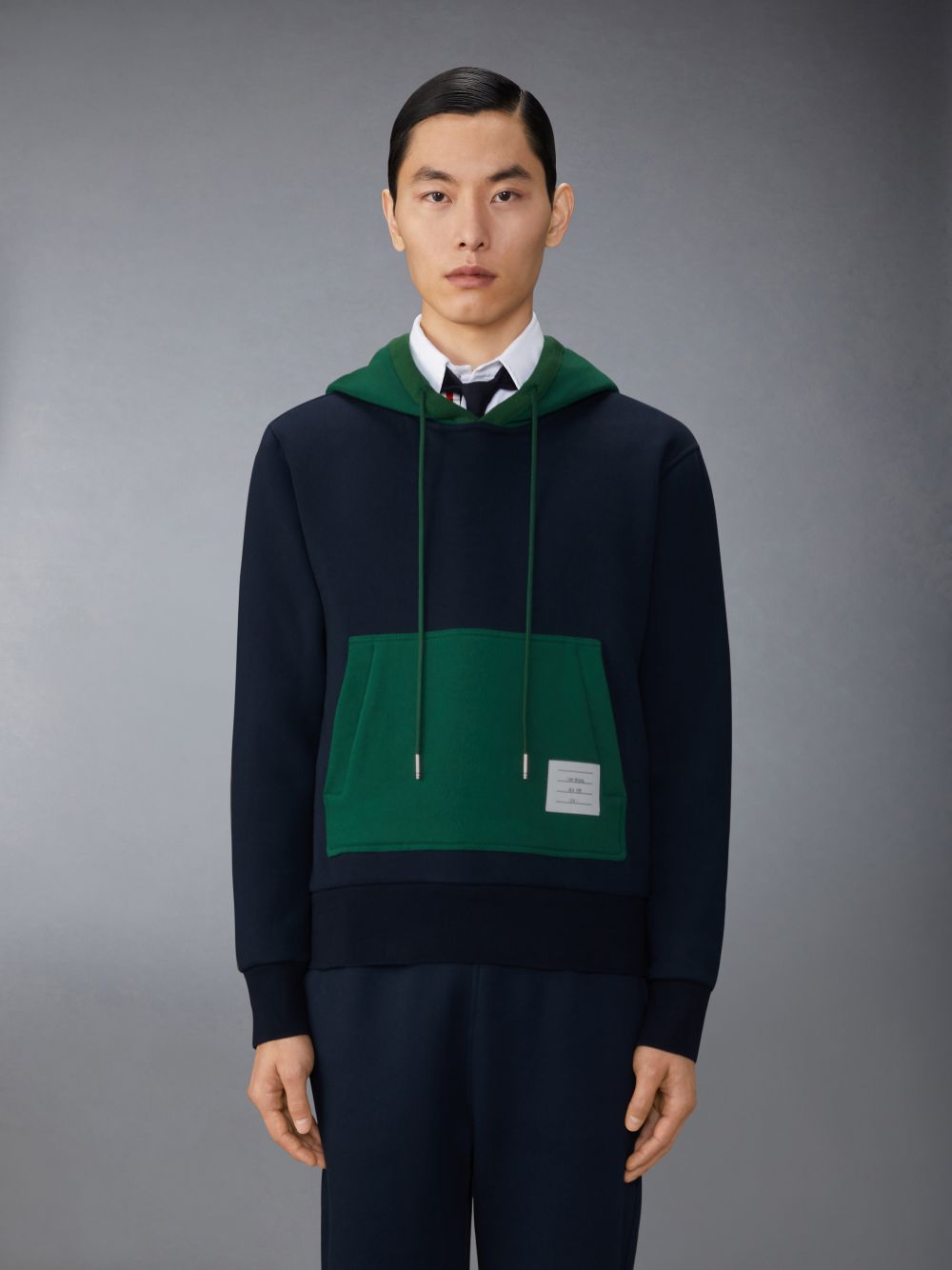 Thom Browne Brushed Color Blocked Hoodie メンズ プルオーバー 青 | BTP47E75876