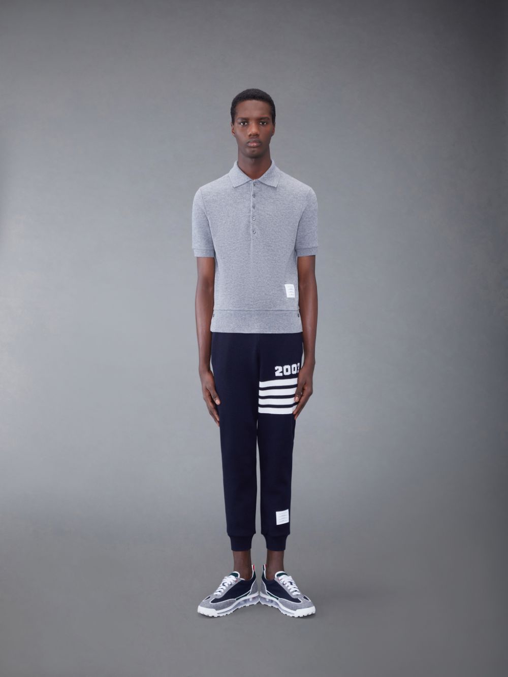 Thom Browne CASHMERE PIQUE 2003 RIB CUFF メンズ ポロシャツ グレー | XQK16Q14706