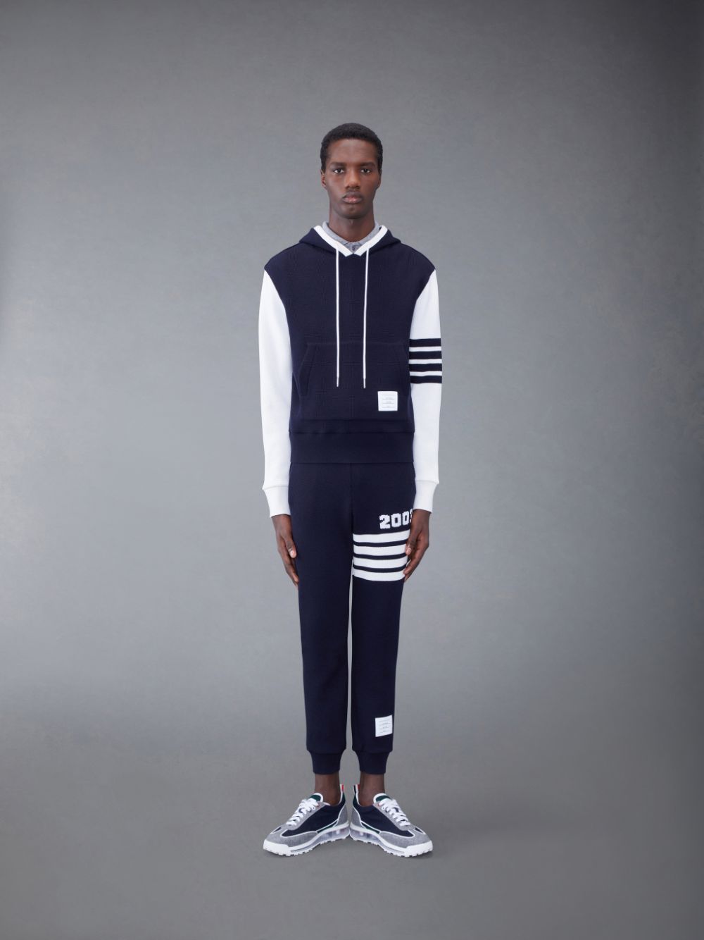 Thom Browne CASHMERE WAFFLE 2003 4-BAR メンズ パーカー 青 | UCK63M12990