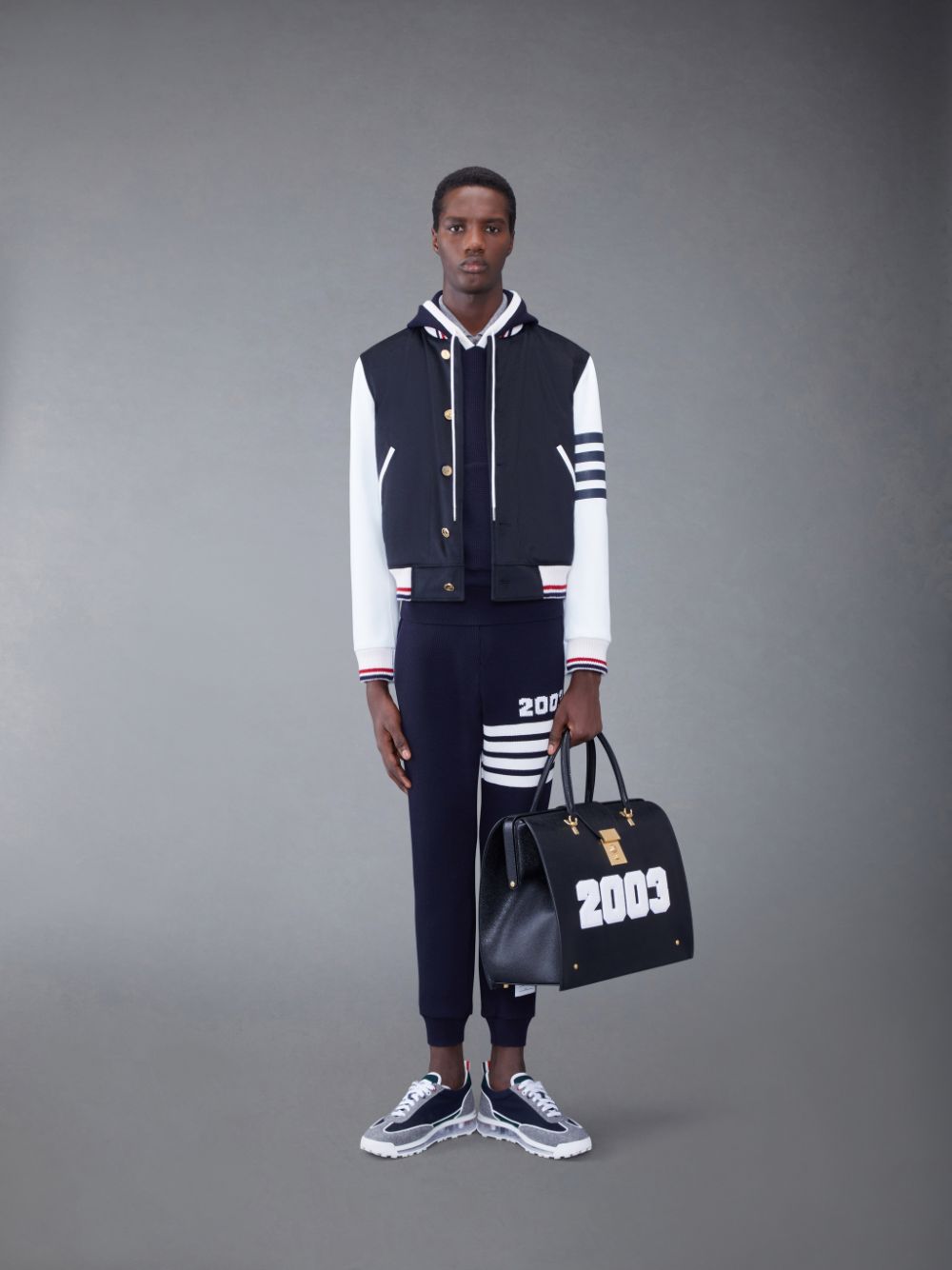 Thom Browne CASHMERE WAFFLE 2003 4-BAR メンズ パーカー 青 | UCK63M12990