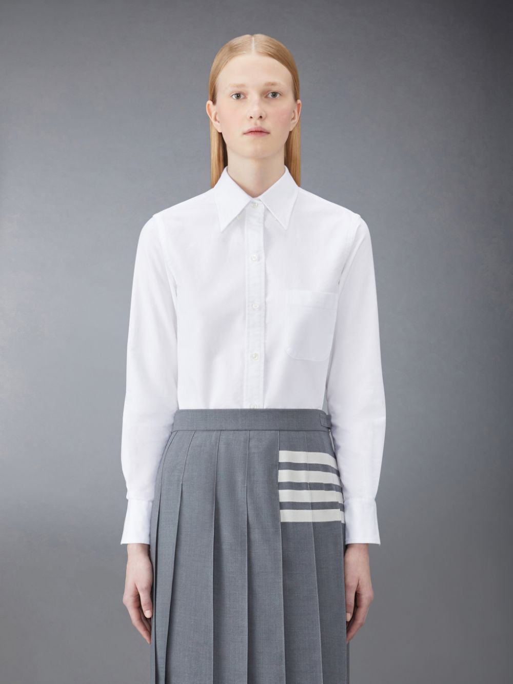 Thom Browne CLASSIC LONG SLEEVE BUTTON DOWN POINT COLLAR IN OXFORD レディース シャツ 白 | QSM30Y27616