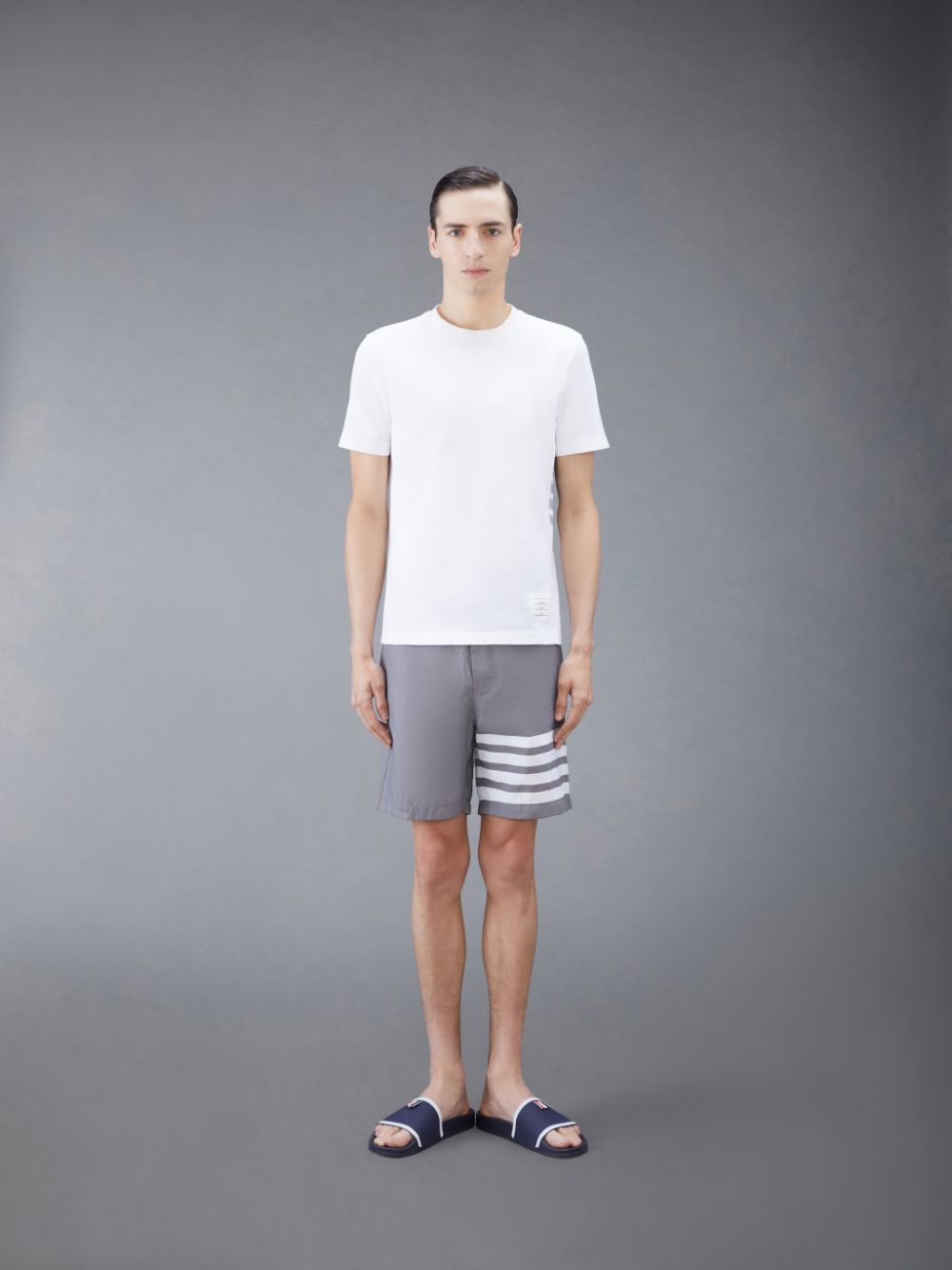 Thom Browne CLASSIC PIQUE 4-BAR メンズ Tシャツ 白 | QEK83N03044