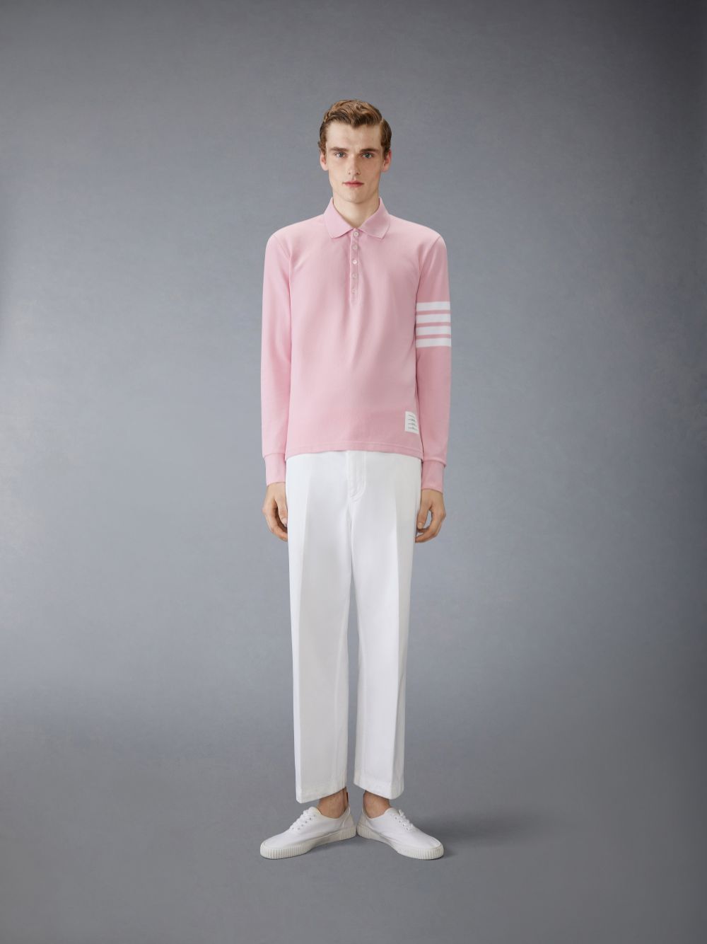 Thom Browne CLASSIC PIQUE 4-BAR メンズ ポロシャツ ピンク | FAN97F07773