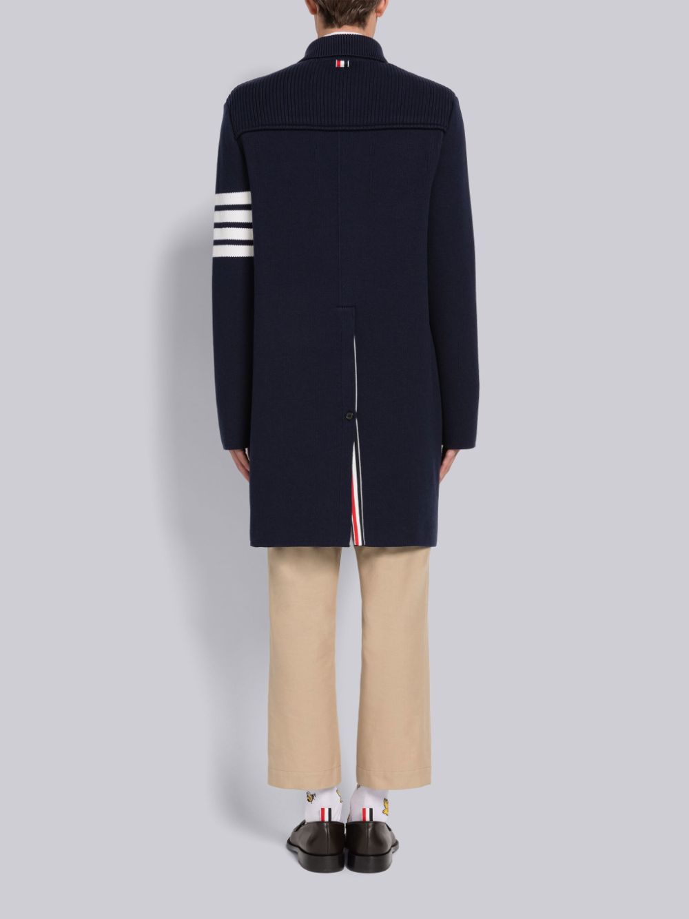 Thom Browne COTTON CASHMERE INTERLOCK 4-BAR POLO COLLAR メンズ コート 青 | IQV50X54854