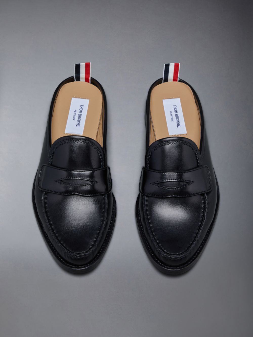 Thom Browne Calf Flexible Leather Sole Pleated Penny メンズ ローファー 黒 | XUV06U23717