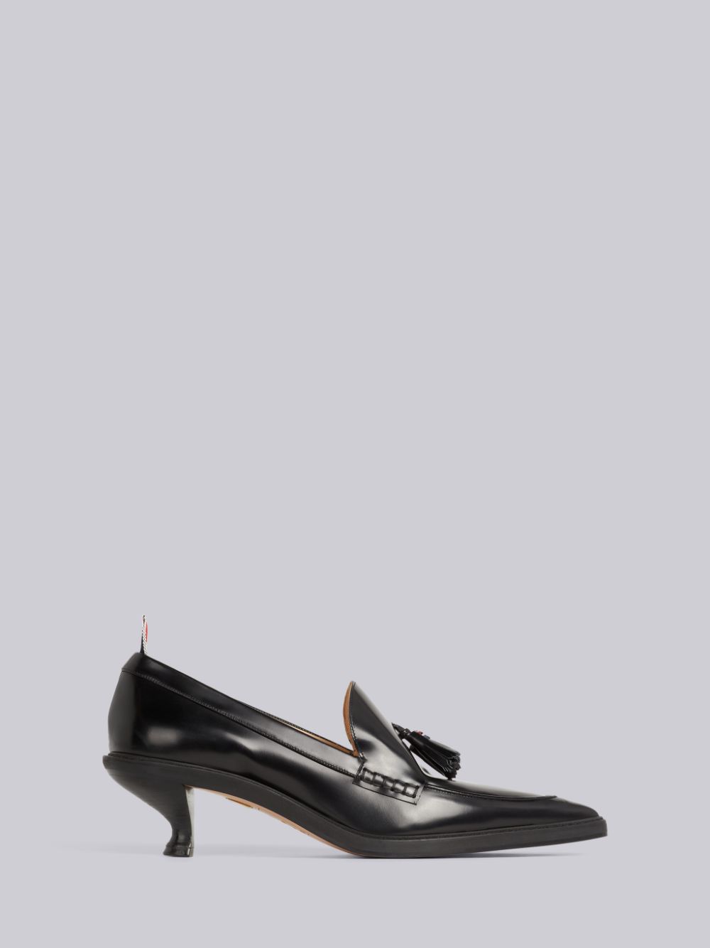 Thom Browne Calf Leather 50mm Curved Heel Tassel レディース ローファー 黒 | UTY18I17299