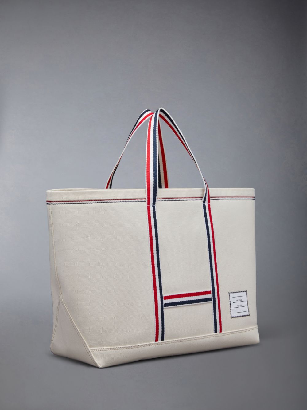 Thom Browne Canvas Stripe Medium Tool メンズ トートバッグ 白 | FQE74K06632