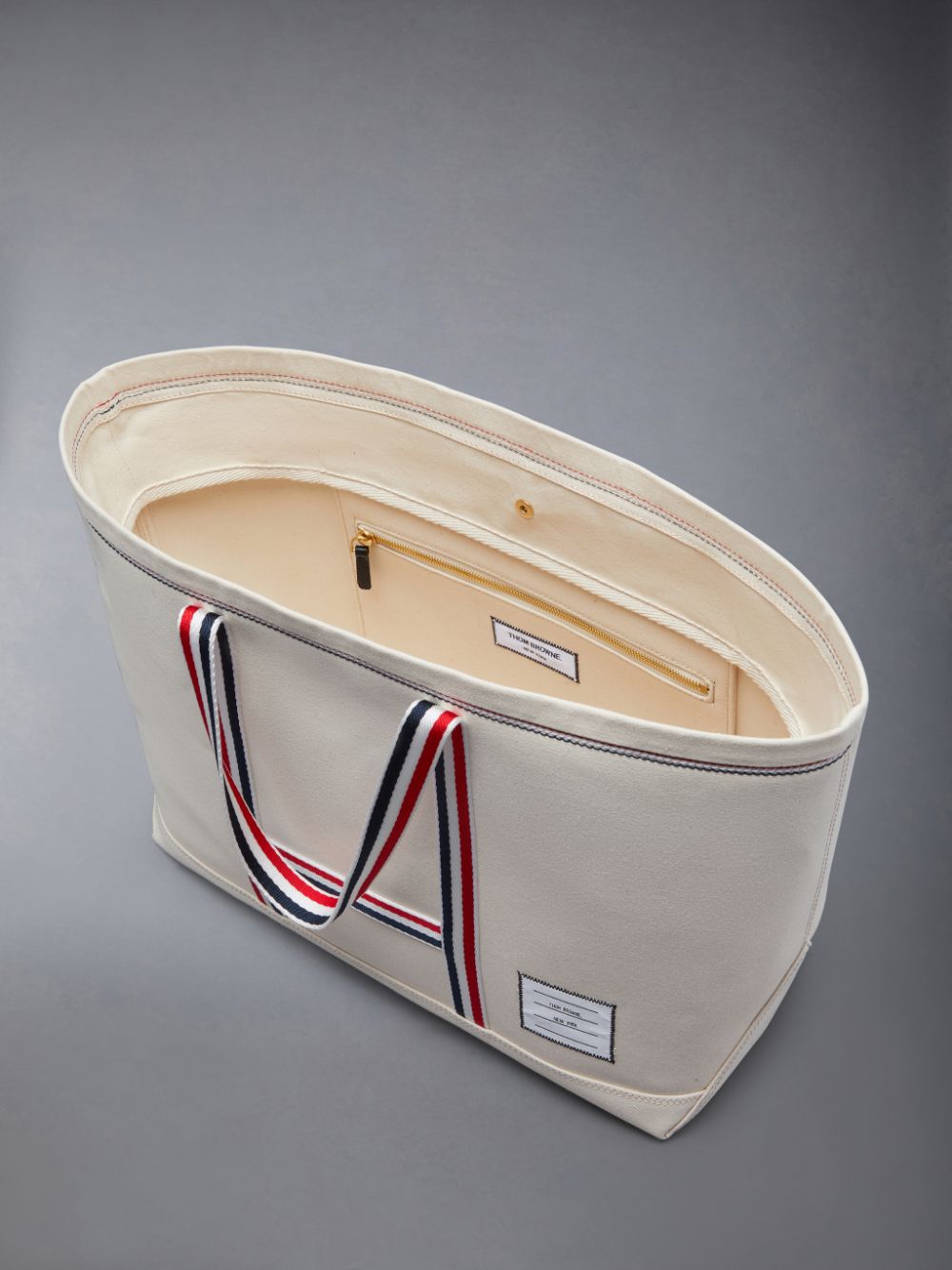 Thom Browne Canvas Stripe Medium Tool メンズ トートバッグ 白 | FQE74K06632