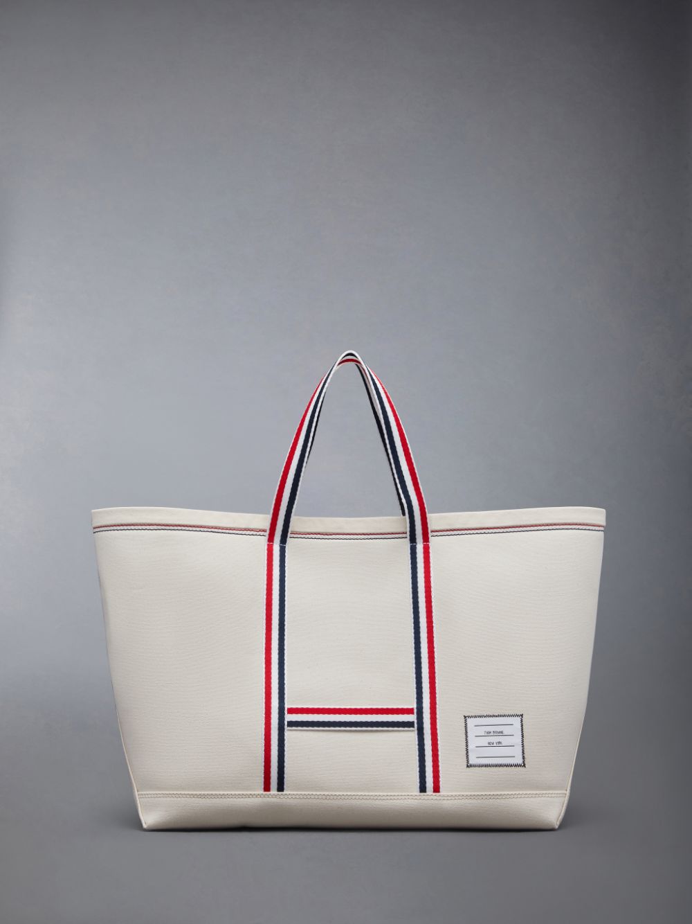 Thom Browne Canvas Stripe Medium Tool メンズ トートバッグ 白 | FQE74K06632