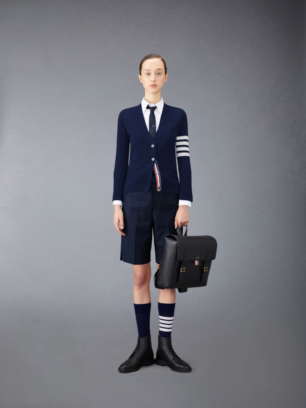 Thom Browne Cashmere 4-Bar Classic V-Neck レディース カーディガン 青 | FHI12R49607