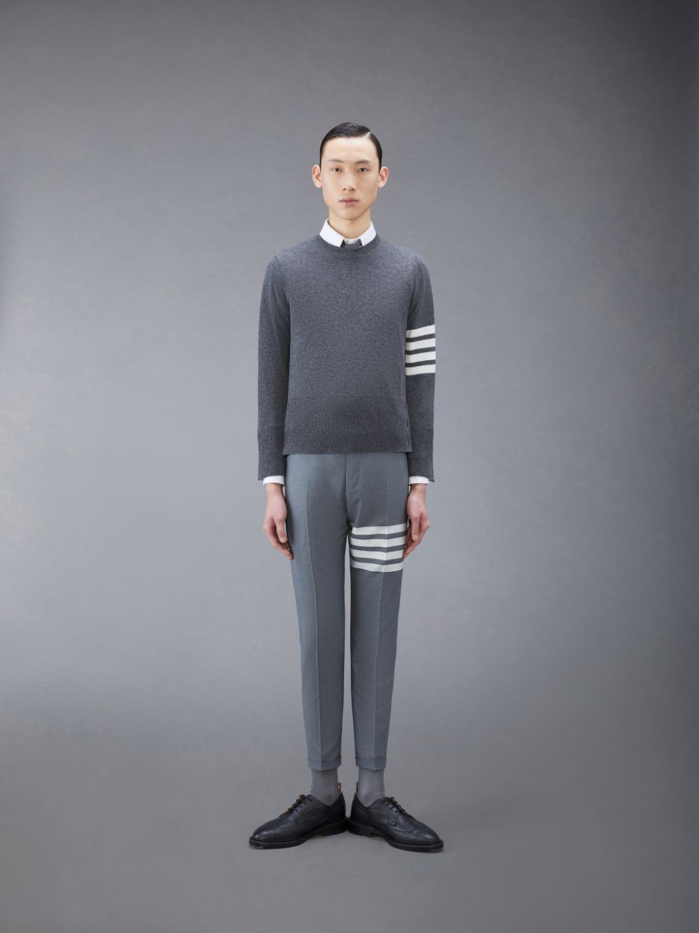 Thom Browne Cashmere 4-Bar Classic メンズ プルオーバー グレー | MBY33M68238