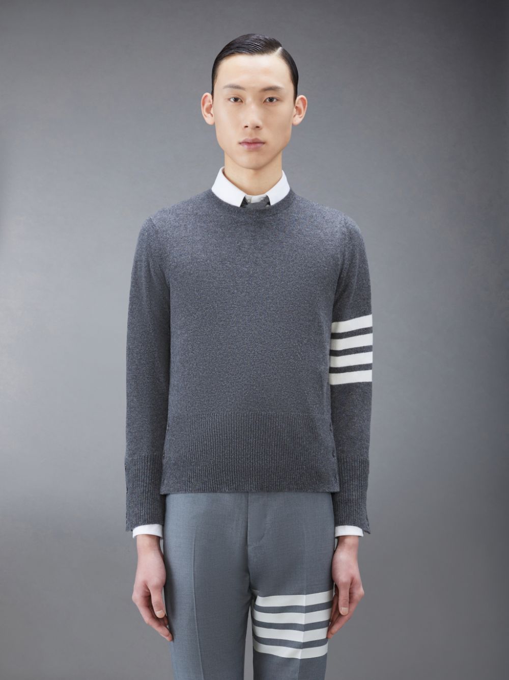 Thom Browne Cashmere 4-Bar Classic メンズ プルオーバー グレー | MBY33M68238