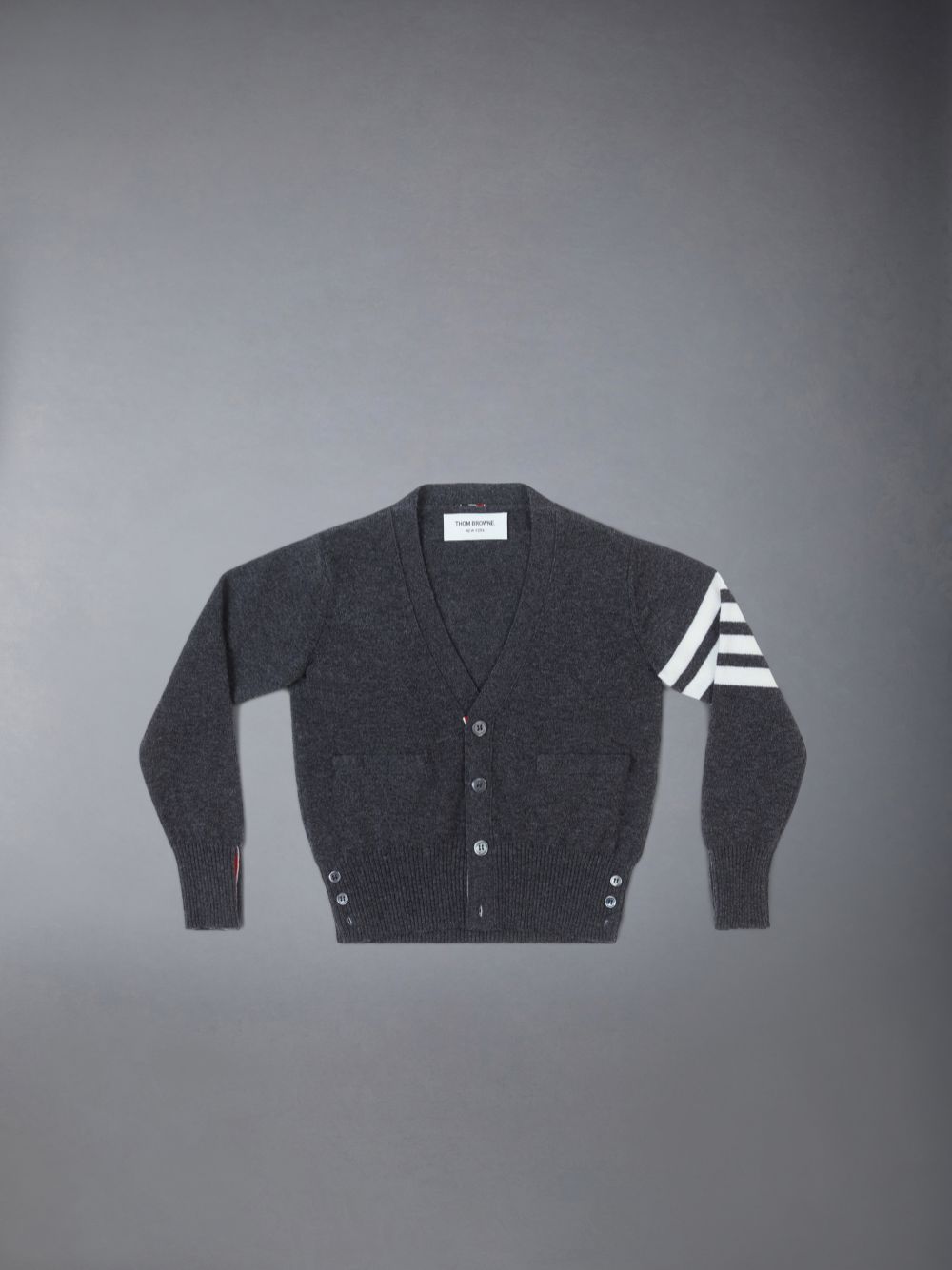 Thom Browne Cashmere 4-Bar V-neck ガール カーディガン グレー | JQH05L70513