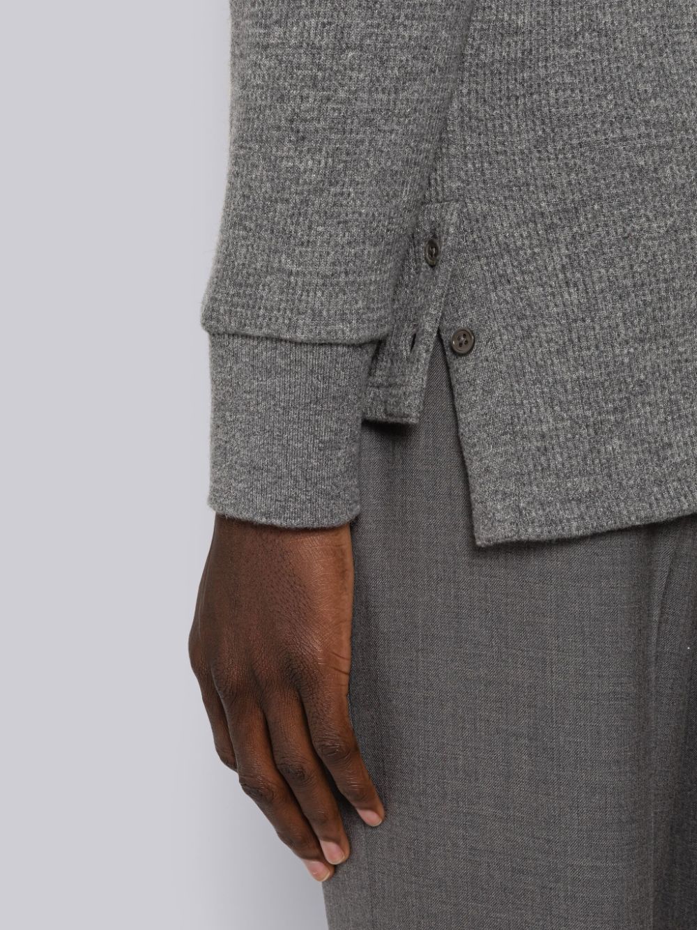 Thom Browne Cashmere Waffle Long Sleeve メンズ ポロシャツ グレー | GOE40E73659