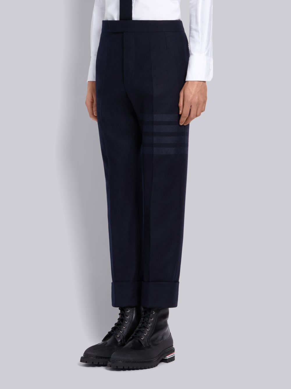 Thom Browne Cashmere Wool Flannel Classic Tonal 4-Bar メンズ パンツ ネイビー | RVR59I47669