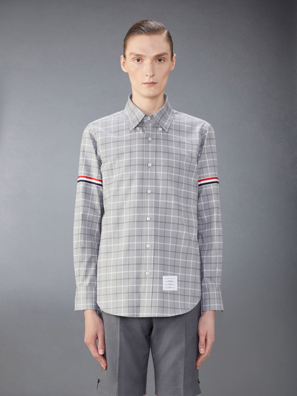 Thom Browne Check Cotton Flannel Armband メンズ シャツ グレー | MXA86F73533