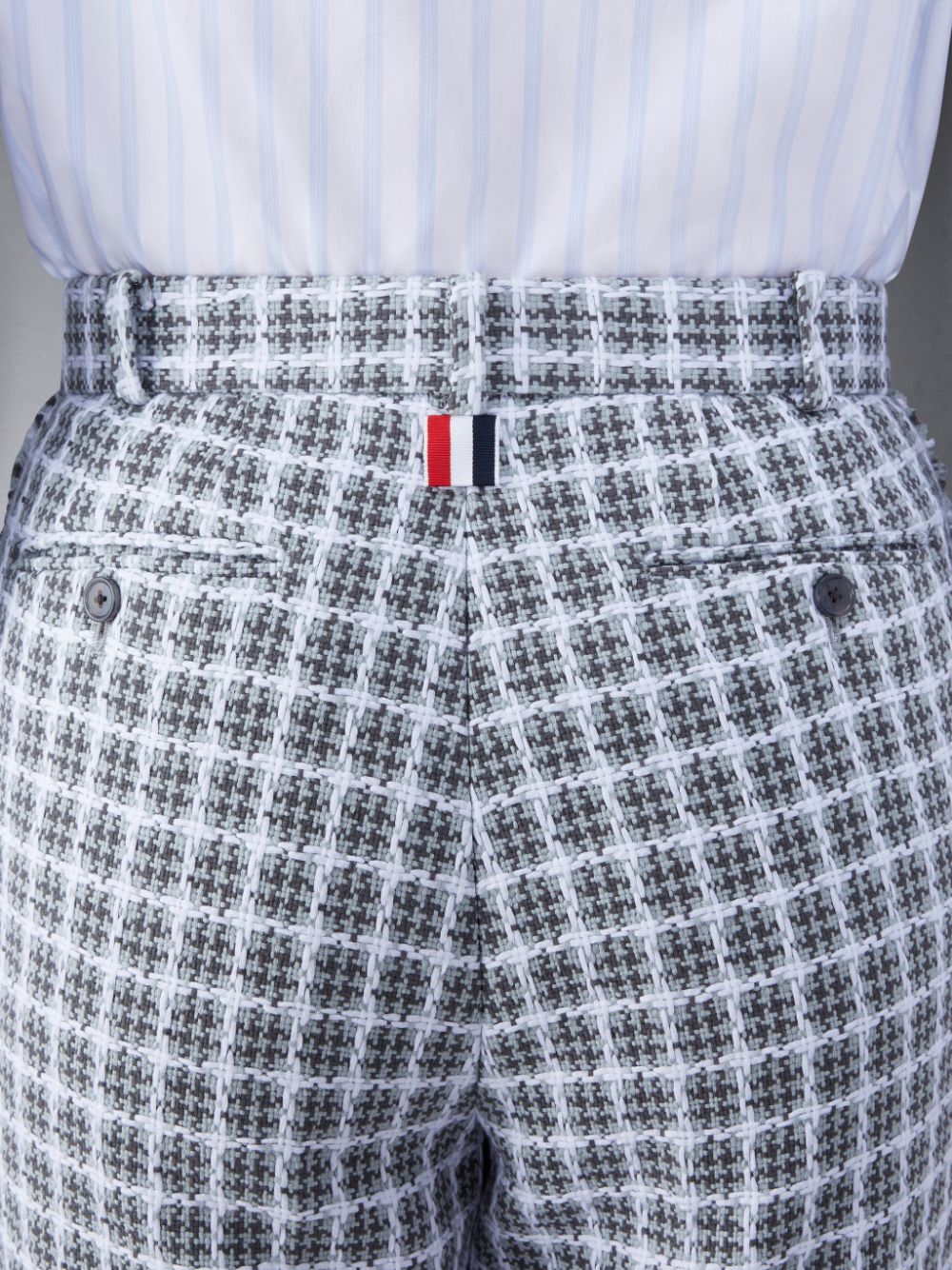 Thom Browne Check Summer Tweed Fray Sack メンズ パンツ グレー | ABP82B50684