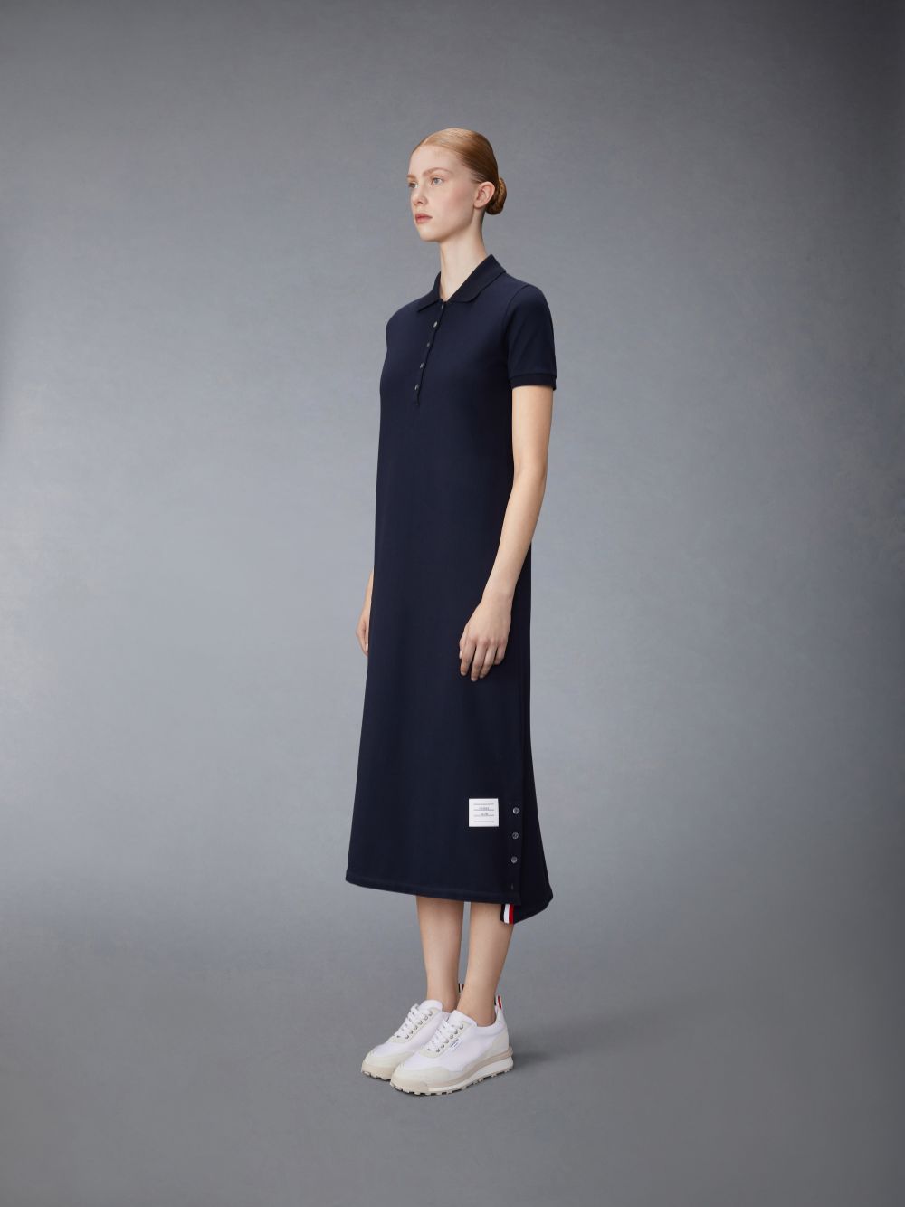 Thom Browne Classic Cotton Pique Center Back Stripe A-line Short Sleeve Polo Shirt レディース ワンピース ネイビー | LBT21O93116