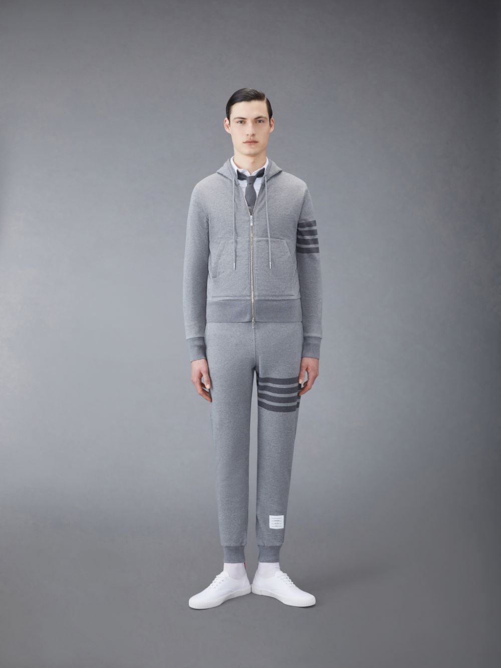 Thom Browne Classic Loopback 4-Bar Full Zip メンズ パーカー グレー | FPE95K59446