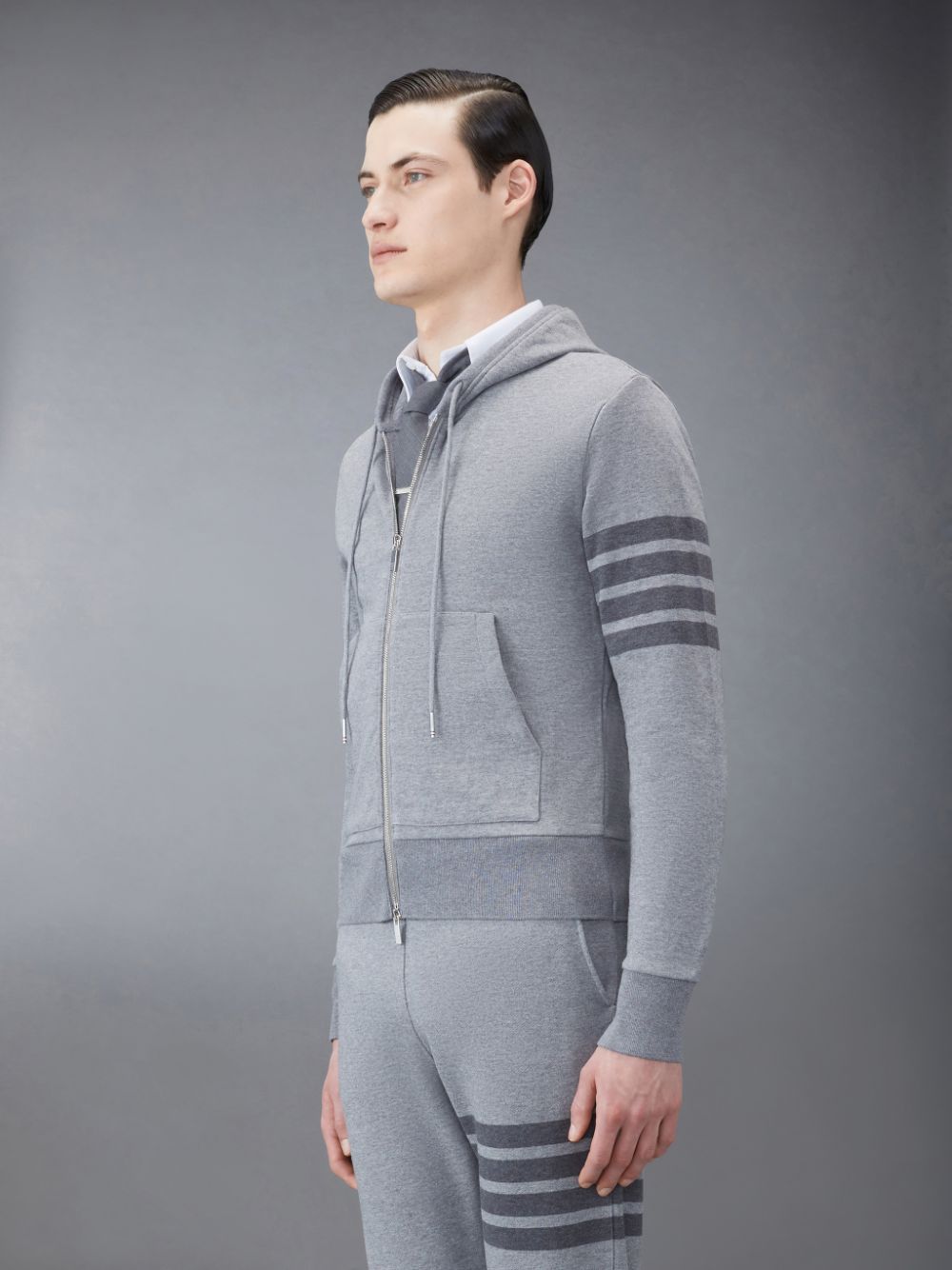 Thom Browne Classic Loopback 4-Bar Full Zip メンズ パーカー グレー | FPE95K59446