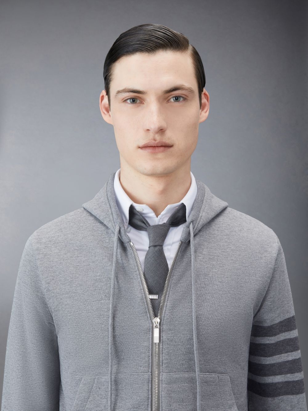 Thom Browne Classic Loopback 4-Bar Full Zip メンズ パーカー グレー | FPE95K59446