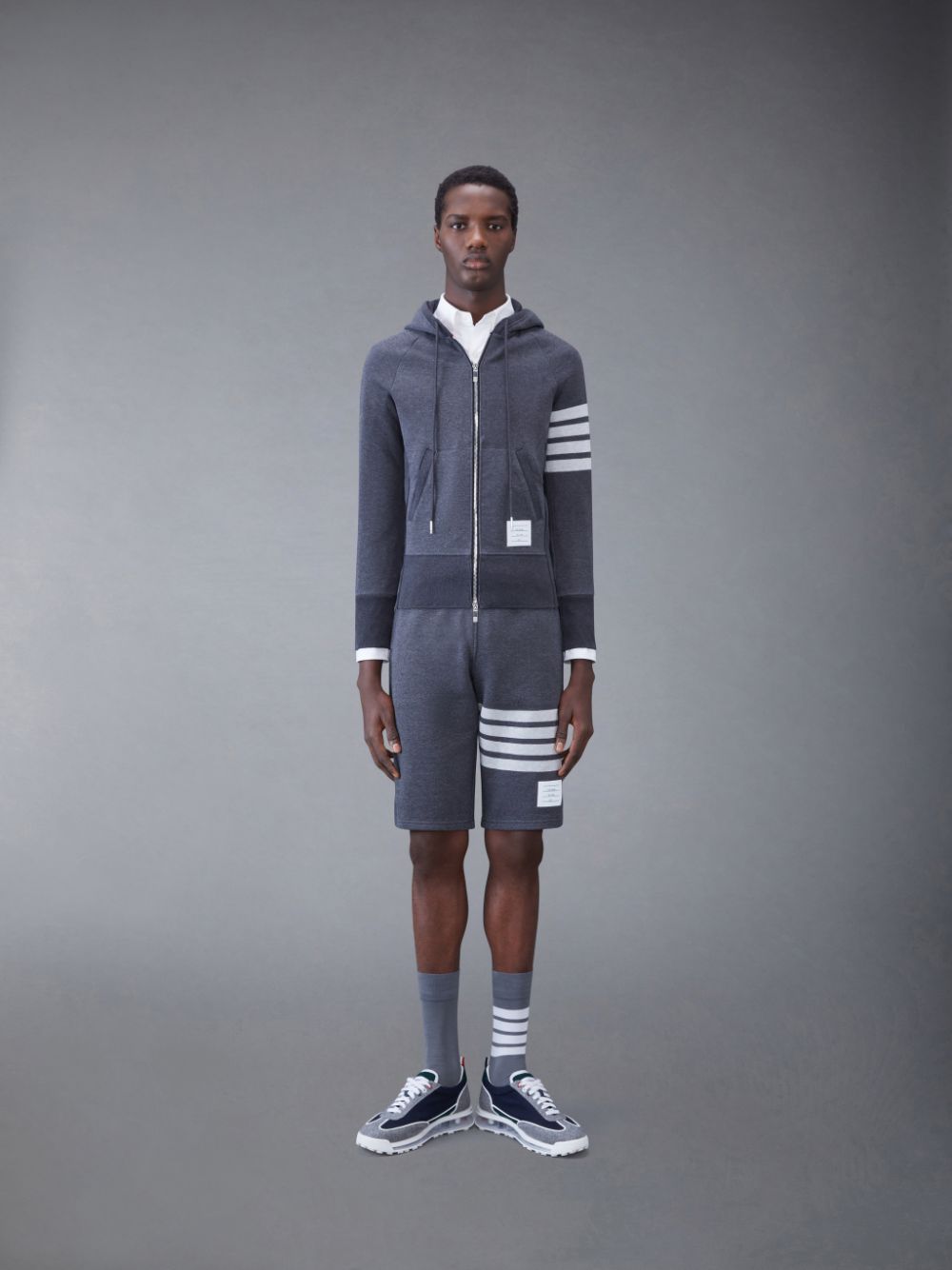 Thom Browne Classic Loopback 4-Bar Zip メンズ パーカー グレー | MJW79K00150