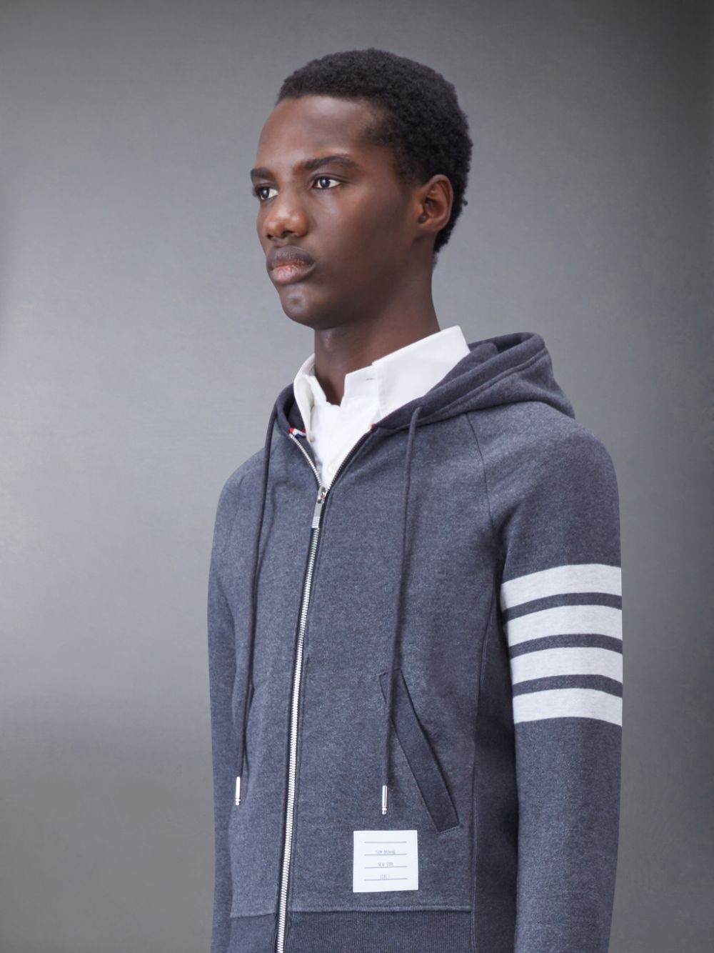 Thom Browne Classic Loopback 4-Bar Zip メンズ パーカー グレー | MJW79K00150